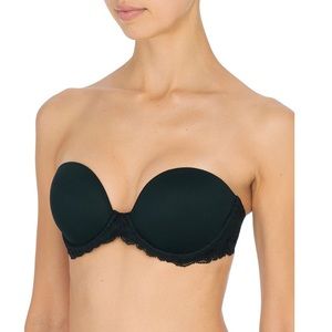 Natori Feathers Underwire Plunge Strapless Bra, Black 34DD